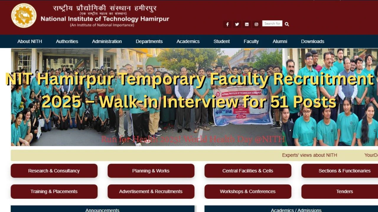NIT Hamirpur Temporary Faculty Recruitment 2025
